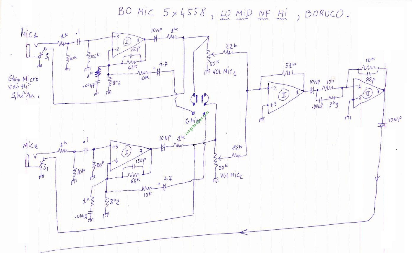 Bo Mic 4558 x 5, Lo Mid NF Hi.