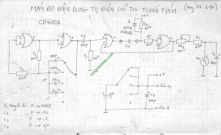 Mạch đo điện dung tụ điện
