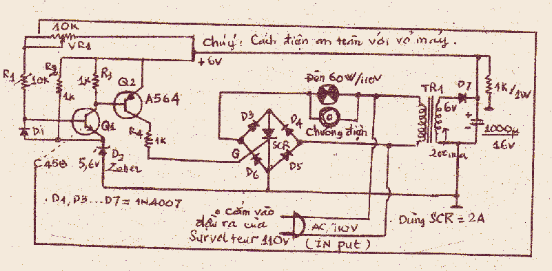 mạch báo quá áp dùng cho survolteur