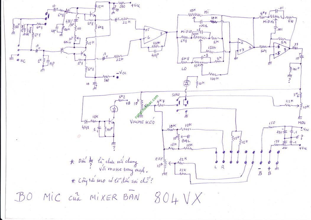 Bo Mic 2 opamp của Mixer bàn 804