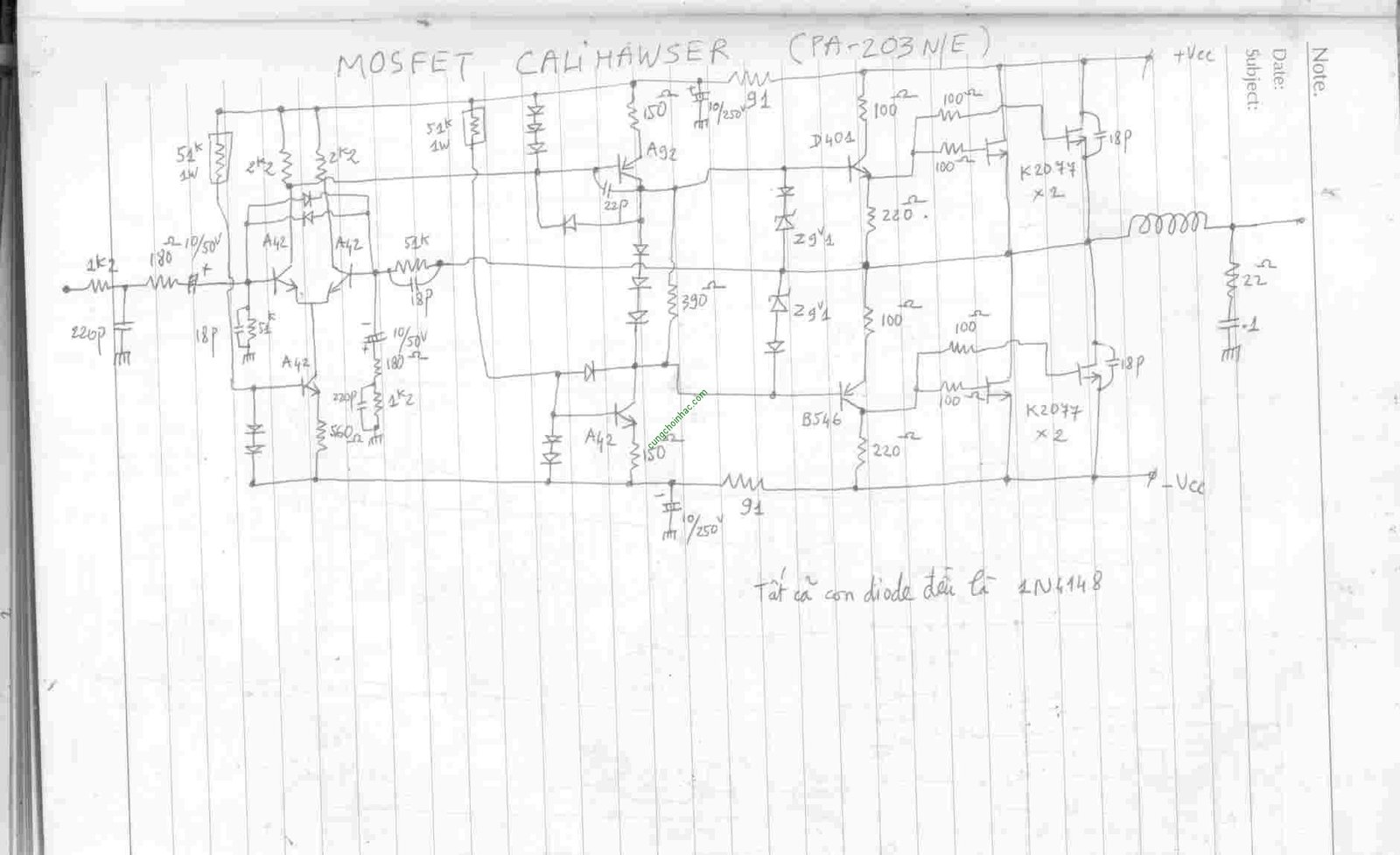 Mạch Công Suất Cali Hawser xài Mosfet